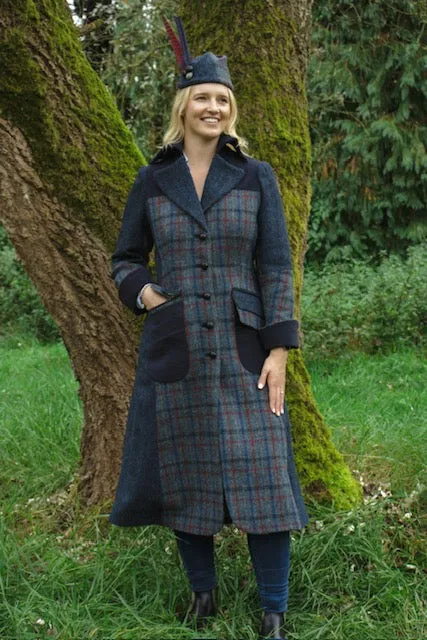 Sara Tiara Harris Tweed Long Patch Coat