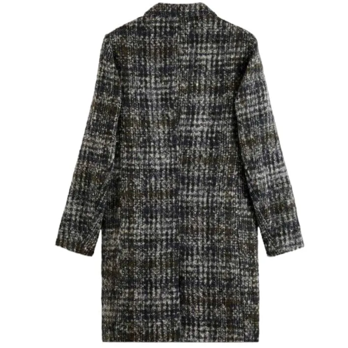 Scotch & Soda Check Wool Blend Parka Coat (Multi Grey Check) 174400