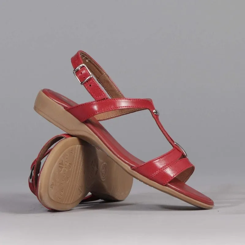 Slingback Flat Sandal in Red - 12617