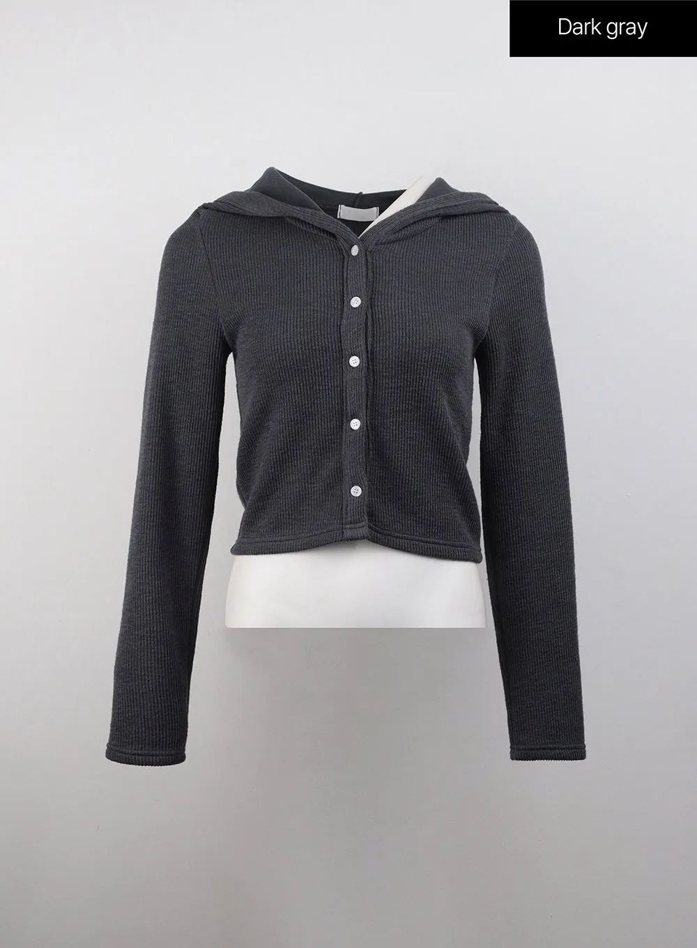 Solid Buttoned Hooded Cardigan CJ408