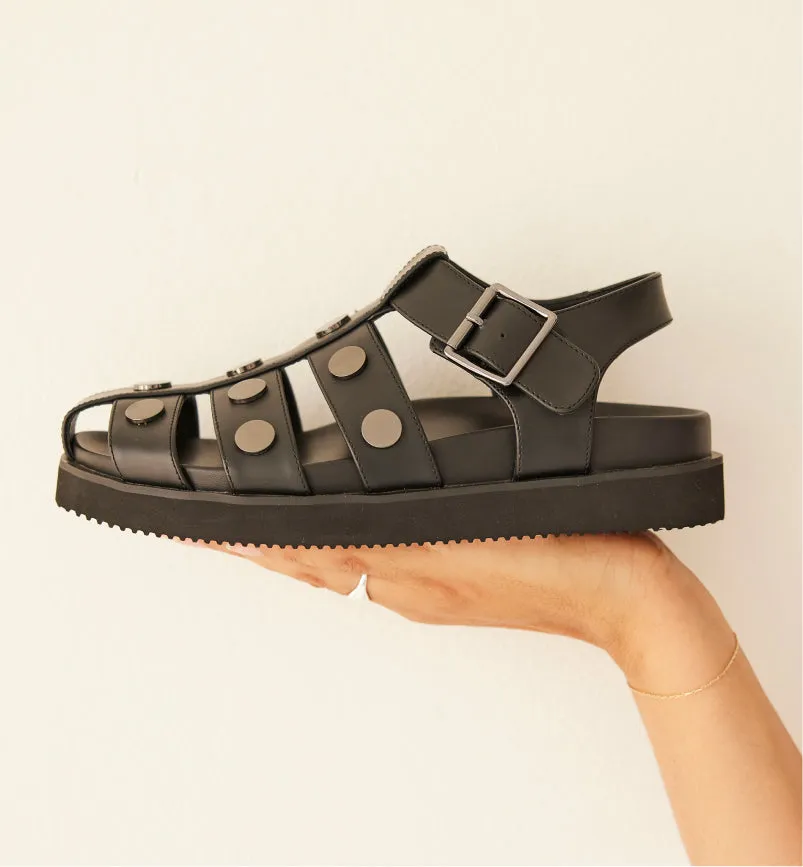 Tee Bee Cee Studded Ribcage Sandal | Black