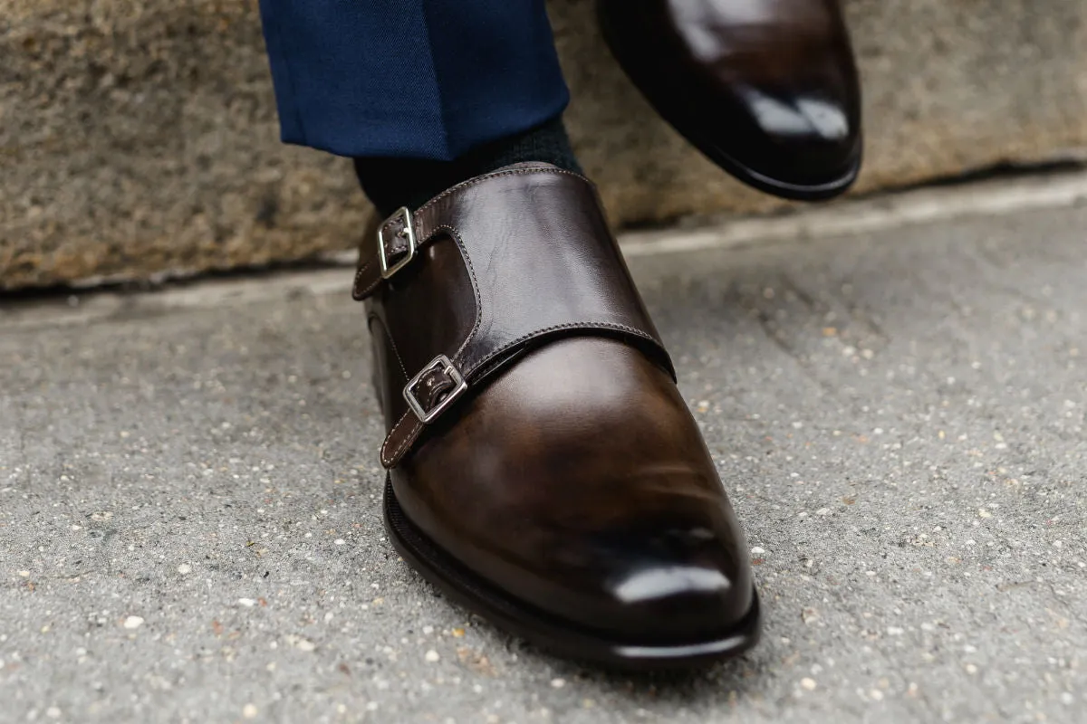 The Poitier Double Monk Strap - Chocolate