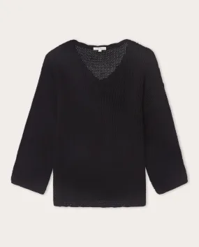 V-NECK PULLOVER SWEATER (BLACK) - YERSE