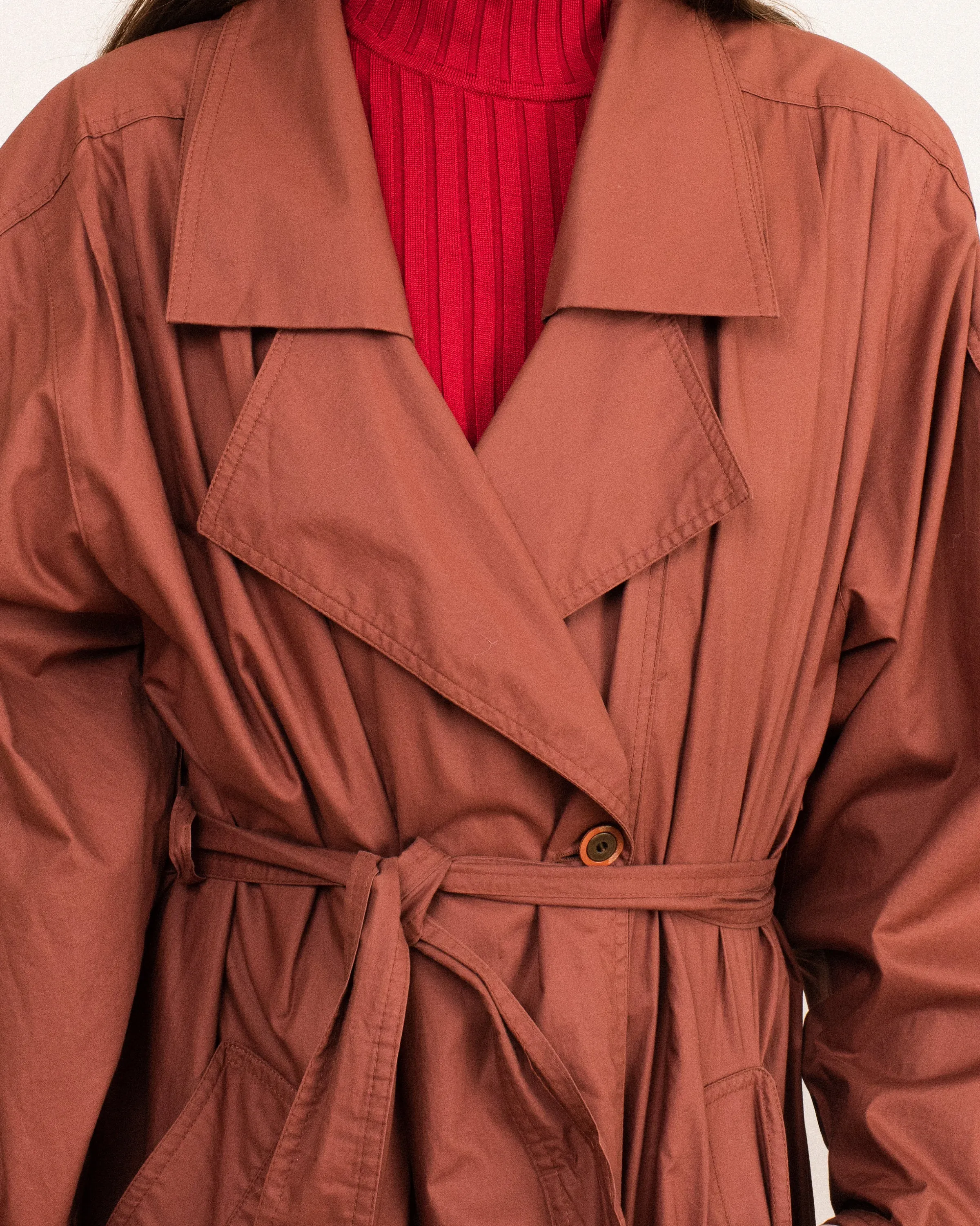 Vintage Oversized Rust Trench Coat (S/M)