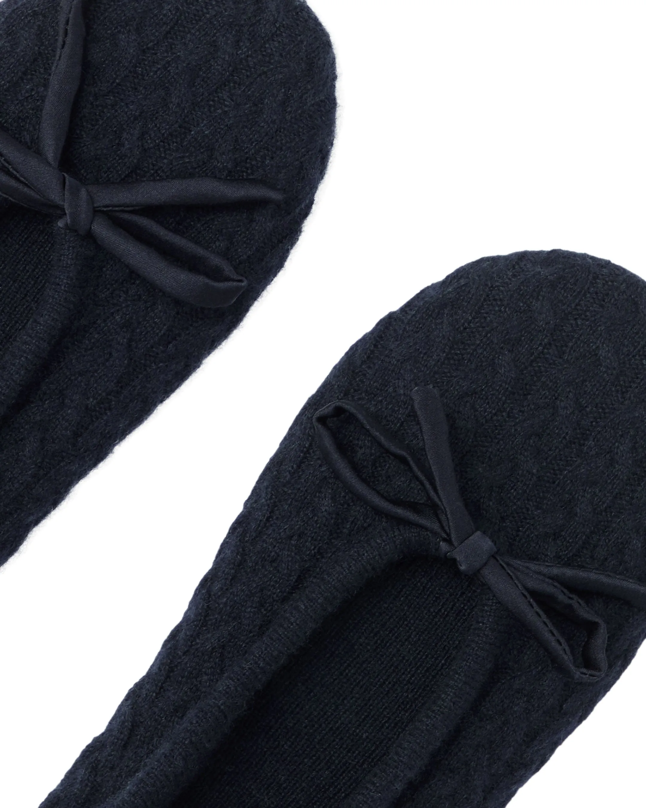 Women's Cable Cashmere Slippers Navy Blue